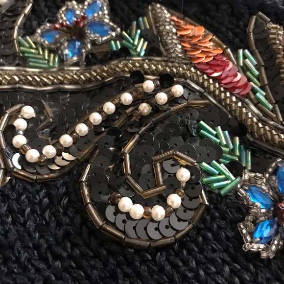 Vintage Black Angora and Lambswool Beaded Sweater - Picture 13 of 13